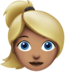 苹果系统里的女性：中等肤色，金发emoji表情
