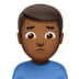 苹果系统里的男人皱眉：中黑肤色emoji表情