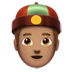 苹果系统里的戴无檐便帽帽子、瓜皮帽的男人：中等肤色emoji表情