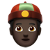 苹果系统里的戴无檐便帽帽子、瓜皮帽的男人：深色皮肤emoji表情