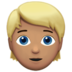 苹果系统里的人物：中等肤色，金发emoji表情