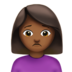苹果系统里的女人皱眉：中等深色肤色emoji表情