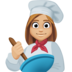 Facebook上的女厨师：中浅肤色emoji表情