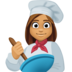 Facebook上的女厨师：中等肤色emoji表情