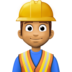 Facebook上的男建筑工人：中等肤色emoji表情