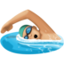 Facebook上的男子游泳：中浅肤色emoji表情
