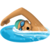 Facebook上的男子游泳：中等肤色emoji表情