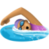 Facebook上的女子游泳：中等肤色emoji表情