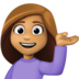 Facebook上的单手举起的女人：中等肤色emoji表情