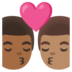 安卓系统里的亲吻: 男人男人中等-深肤色中等肤色emoji表情