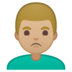 安卓系统里的男士撅嘴：中等浅肤色emoji表情