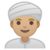 安卓系统里的戴头巾的男士：中等浅肤色emoji表情