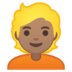 安卓系统里的人物：中等肤色，金发emoji表情