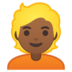 安卓系统里的人物：中深色肤色，金发emoji表情