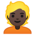 安卓系统里的人物：深色肤色，金发emoji表情