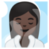 安卓系统里的潮湿房间的女人：深色肤色emoji表情
