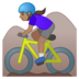 安卓系统里的女子山地自行车：中等肤色emoji表情
