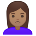安卓系统里的女性撅嘴：中等肤色emoji表情