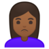 安卓系统里的女人撅嘴：中等深色肤色emoji表情