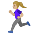 安卓系统里的女子跑步：中浅肤色emoji表情