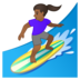 安卓系统里的女子冲浪：中黑肤色emoji表情