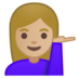 安卓系统里的单手举起的女人：中等浅肤色emoji表情