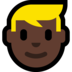 Windows系统里的男士：深色肤色，金色头发emoji表情