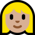 Windows系统里的女性：中浅肤色，金发emoji表情