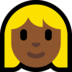 Windows系统里的女性：中深色肤色，金发emoji表情