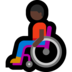 Windows系统里的坐在手动轮椅上的男人：深色肤色emoji表情