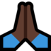 Windows系统里的双手合十、祈祷的手：深色肤色emoji表情
