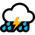 Windows系统里的闪电雨云emoji表情