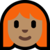 Windows系统里的女性：中等肤色，红发emoji表情