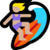 Windows系统里的女子冲浪：中浅肤色emoji表情