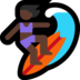 Windows系统里的女子冲浪：深色肤色emoji表情