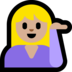 Windows系统里的单手举起的女人：中等浅肤色emoji表情