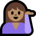 Windows系统里的单手举起的女人：中等肤色emoji表情
