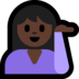 Windows系统里的单手举起的女人：深色肤色emoji表情