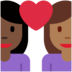 Twitter里的情侣: 女人女人较深肤色中等-深肤色emoji表情