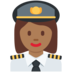 Twitter里的女飞行员：中等深色肤色emoji表情