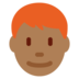 Twitter里的男士：中黑肤色，红发emoji表情