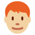 Twitter里的男士：中浅肤色，红发emoji表情