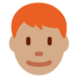 Twitter里的男士：中等肤色，红发emoji表情