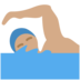 Twitter里的男子游泳：中等肤色emoji表情