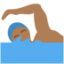 Twitter里的男子游泳：中黑肤色emoji表情