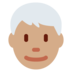 Twitter里的男士：中等肤色，白发emoji表情