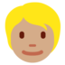 Twitter里的人物：中等肤色，金发emoji表情