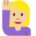 Twitter里的举手的女人：中等浅肤色emoji表情