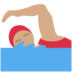 Twitter里的女子游泳：中等肤色emoji表情