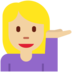 Twitter里的单手举起的女人：中等浅肤色emoji表情
